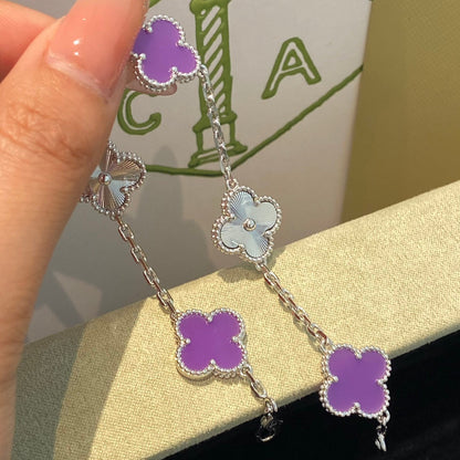 [Amore Jewelry]CLOVER  5 MOTIFS  PURPLE VIOLET BRACELET SILVER