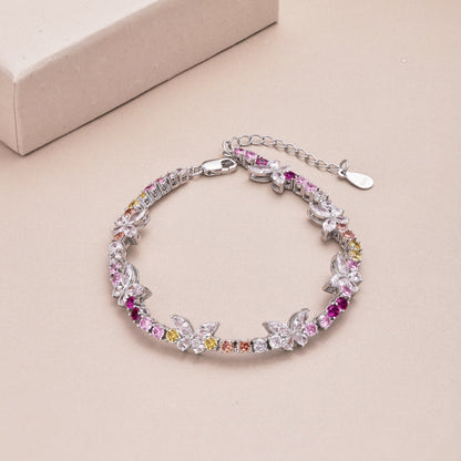 [Amore Jewelry]Ornate Colorful Butterfly Shape Round Cut Daily Bracelet