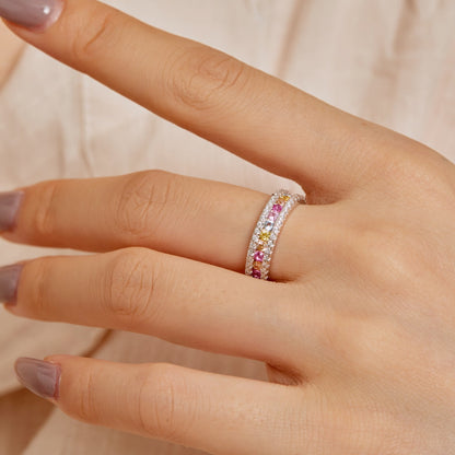 [Amore Jewelry]Delicate Colorful Round Cut Daily Ring
