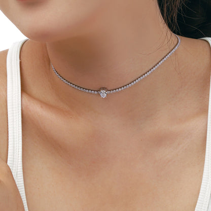[Amore Jewelry]1.0 carat Unique Pear Cut Tennis Necklace