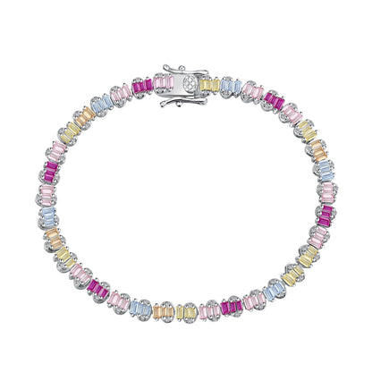 [Amore Jewelry]Delicate Colorful Emerald Cut Party Bracelet