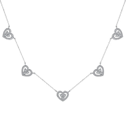 [Amore Jewelry]Sparkling Five Heart Necklace