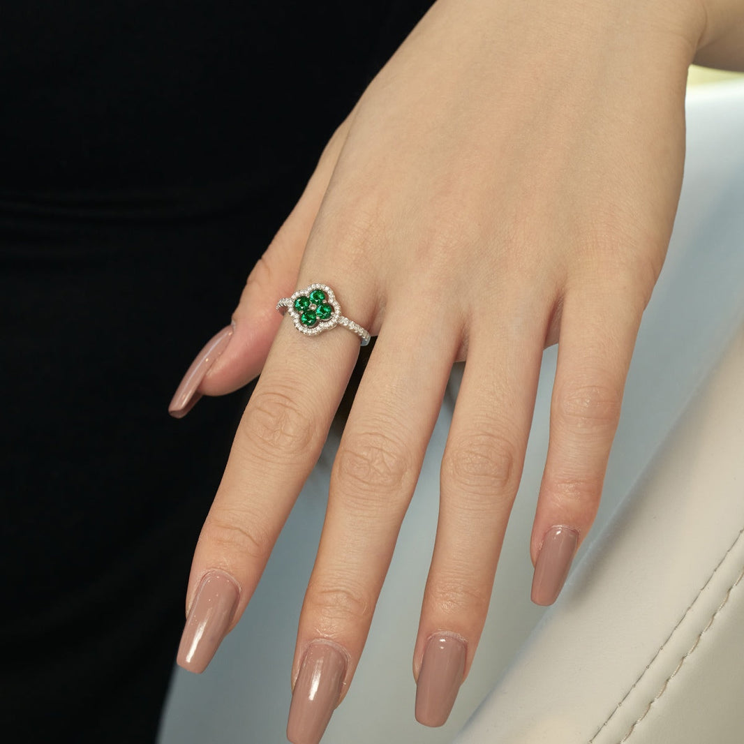 [Amore Jewelry]Four Leaf Clover Flower Design Ring