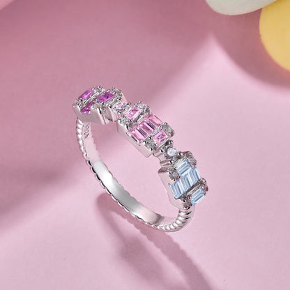 [Amore Jewelry]Unique Colorful Emerald Cut Party Ring