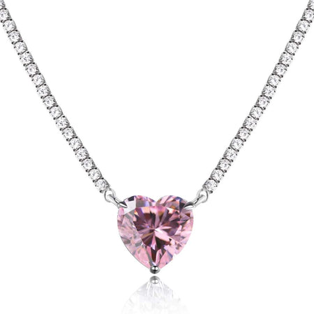 [Amore Jewelry]8.0 Carat Versatile Colorful Sweet Heart-Shaped Tennis Necklace