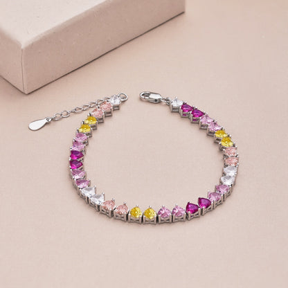 [Amore Jewelry]Luxurious Colorful Romantic Heart Shape Lover Bracelet