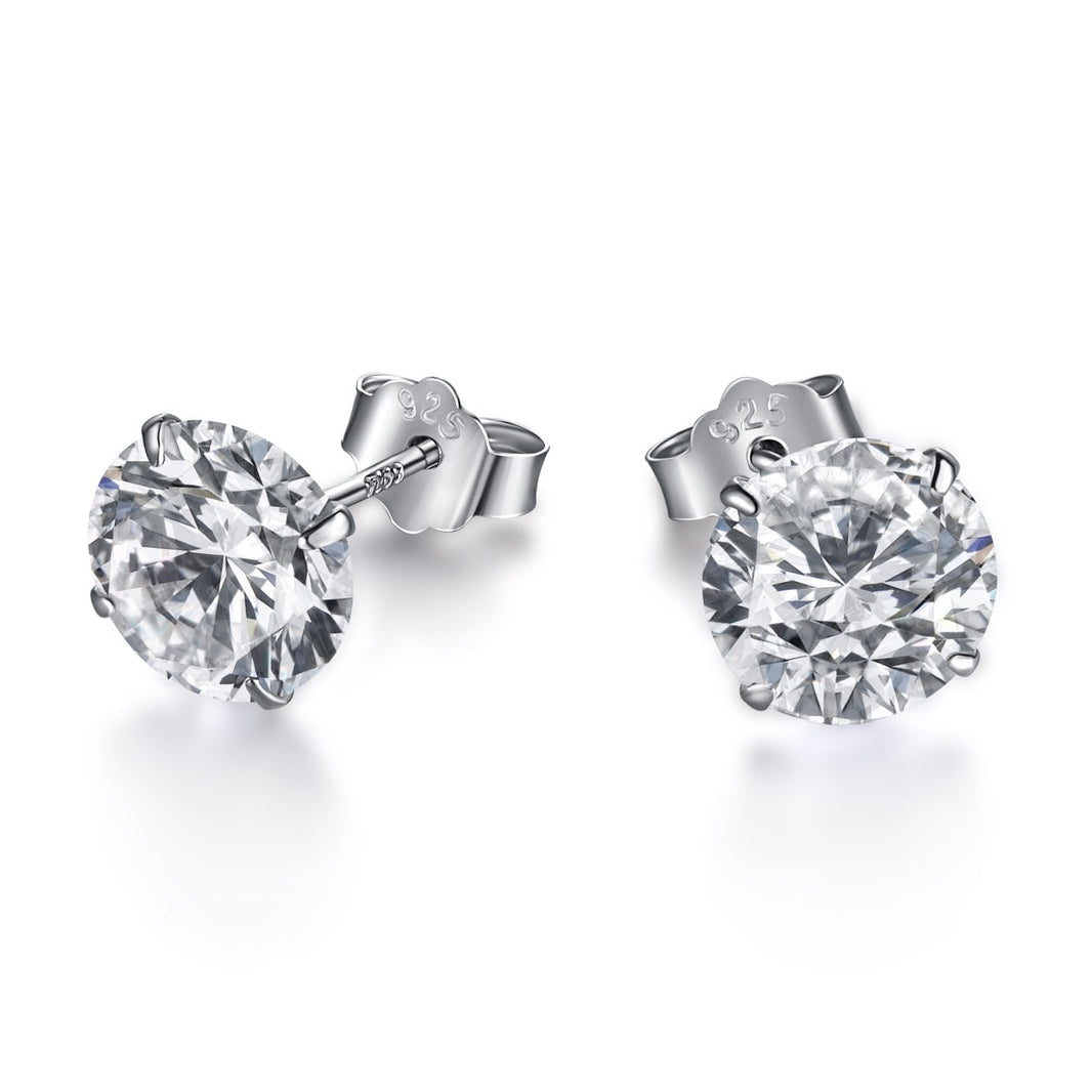 [Amore Jewelry]Stylish Shiny Round Center Stone Stud Earrings