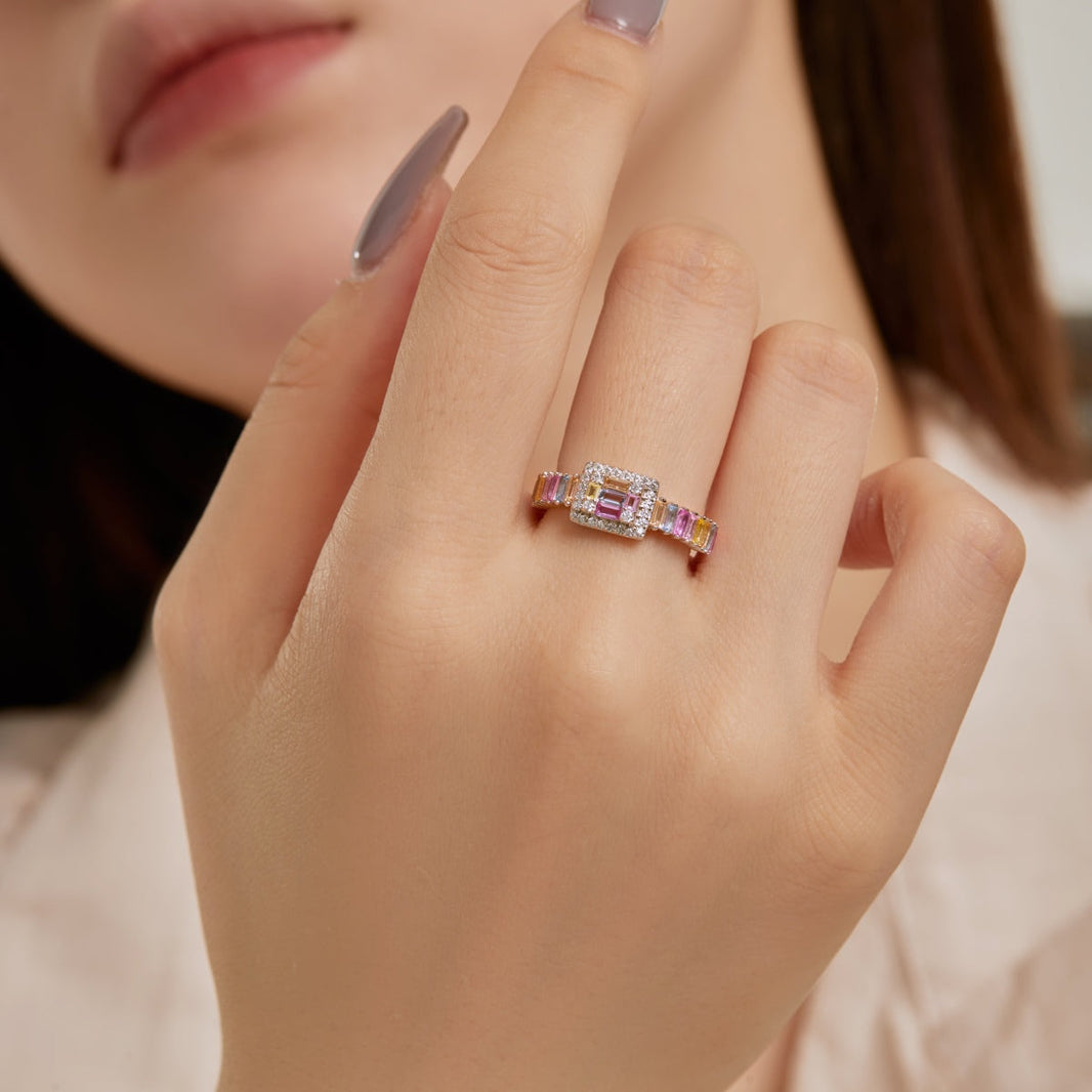 [Amore Jewelry]Exquisite Colorful Radiant Cut Party Ring