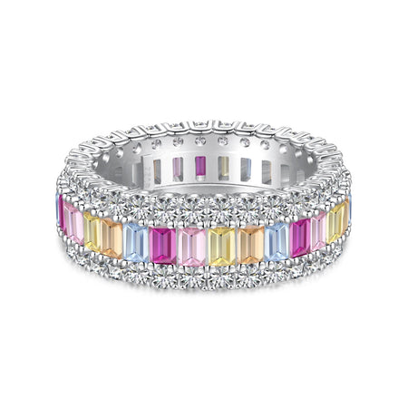 [Amore Jewelry]Dainty Colorful Radiant Cut Daily Ring