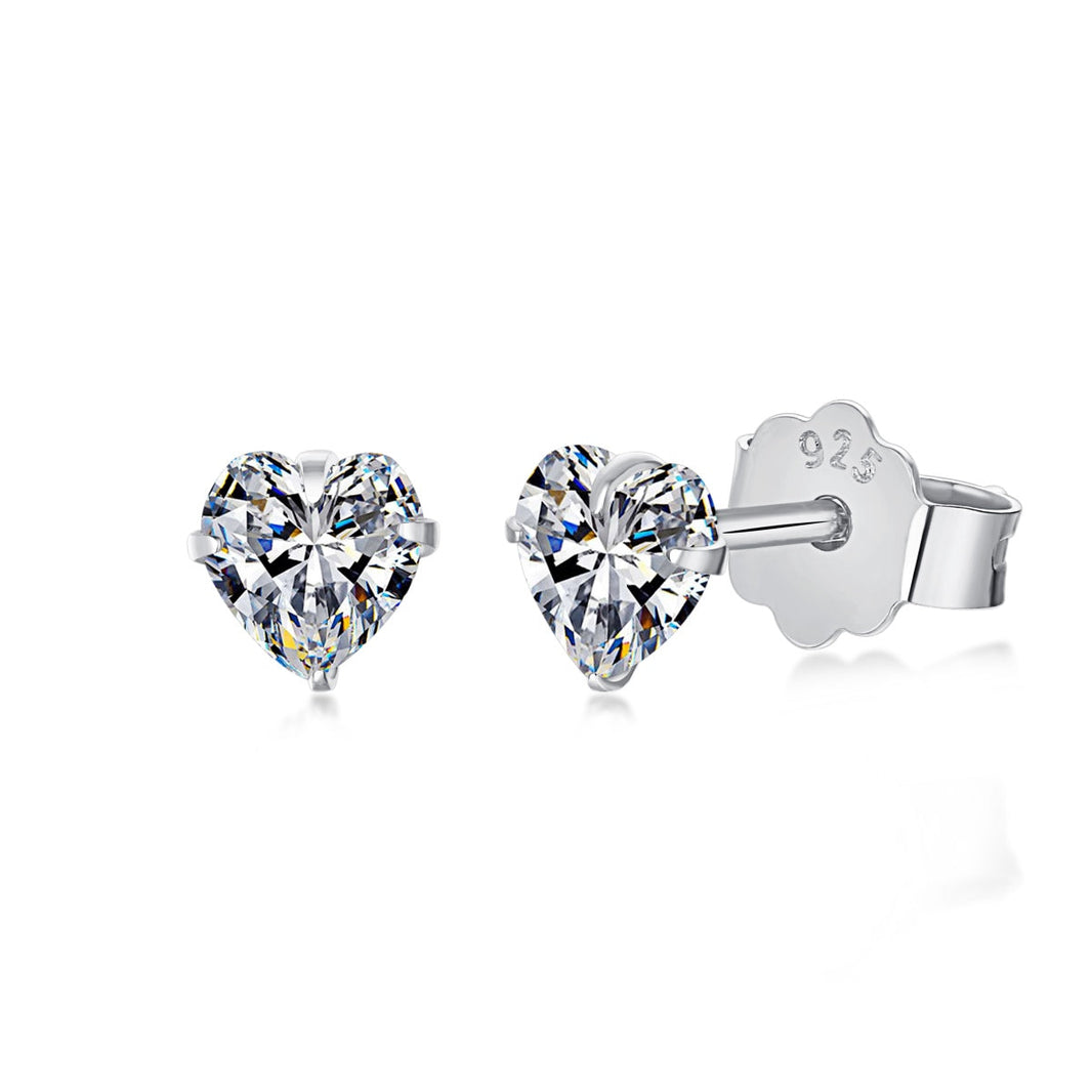 [Amore Jewelry]Sparkling Heart Shaped Simple Earrings