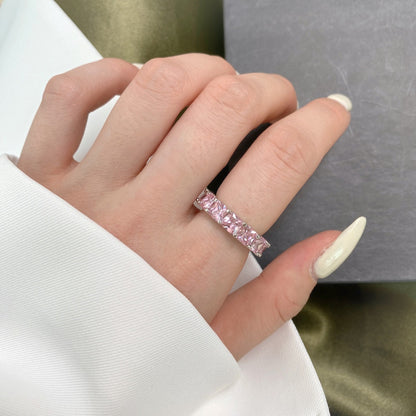 [Amore Jewelry]Elegant Princess Cut Tennis Ring