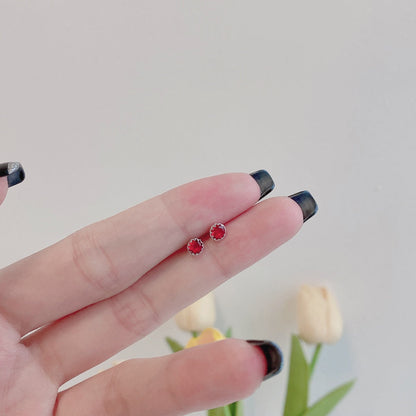 [Amore Jewelry]Sparkling Colorful Round Shape Earrings