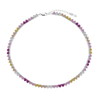 [Amore Jewelry]Sparkling Colorful Full Heart Tennis Necklace