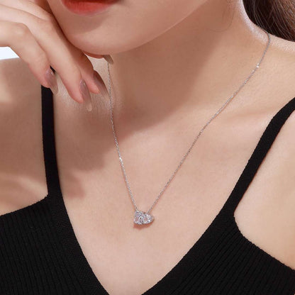 [Amore Jewelry]Dazzling Square & Heart Shape Necklace