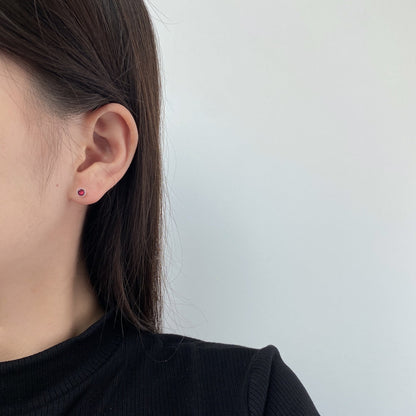 [Amore Jewelry]Sparkling Colorful Round Shape Earrings