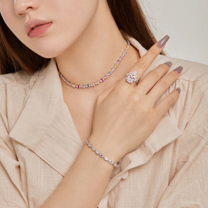 [Amore Jewelry]Sparkling Colorful Water Drop Shape Daily Ring
