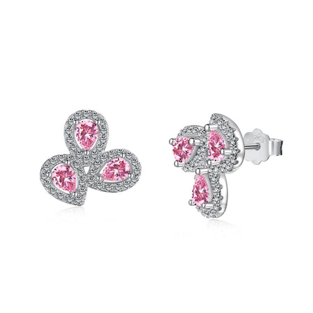 [Amore Jewelry]Ornate Flower Shape Pear Cut Lover Earrings