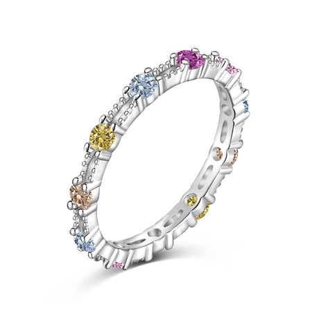 [Amore Jewelry]Sparkling Colorful Round Cut Tennis Ring