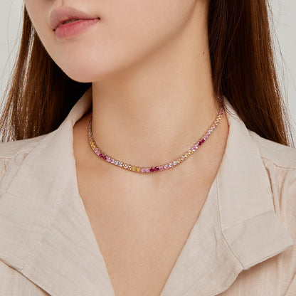 [Amore Jewelry]Delicate Colorful Tennis Necklace