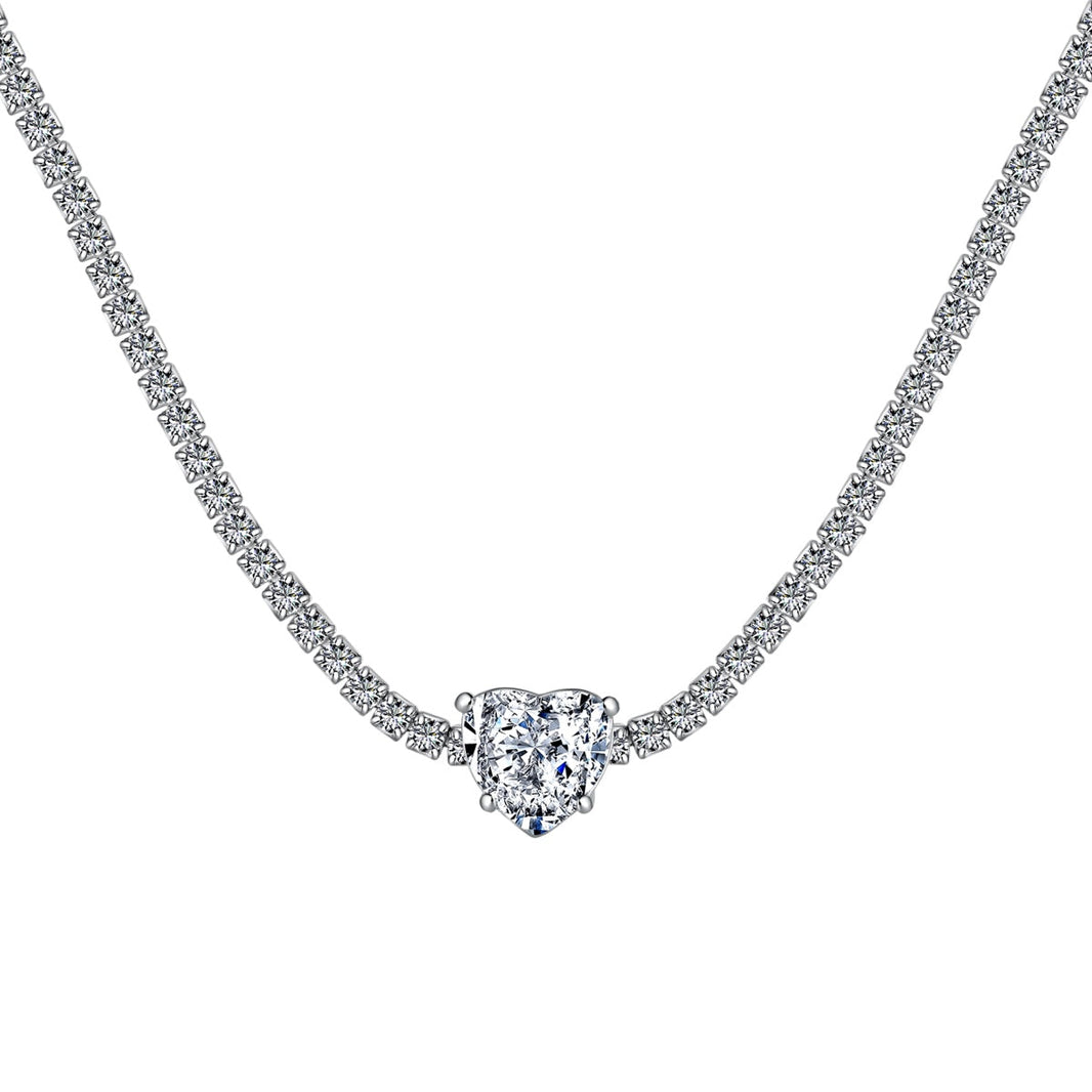 [Amore Jewelry]2.0 Carat Sparkling Tennis Heart Cut Necklace
