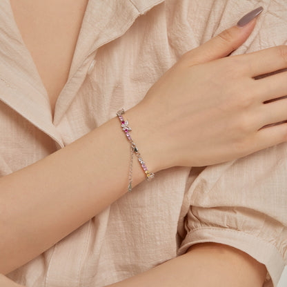 [Amore Jewelry]Ornate Colorful Butterfly Shape Round Cut Daily Bracelet