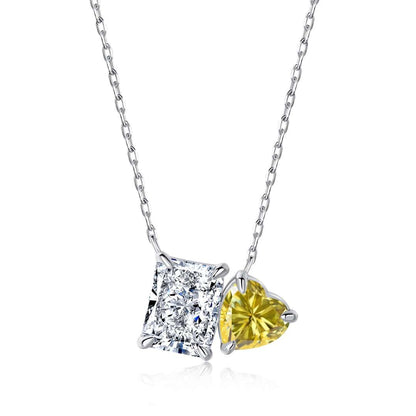 [Amore Jewelry]Dazzling Square & Heart Shape Necklace