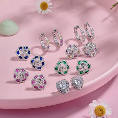 [Amore Jewelry]Radiant Colorful Round Cut Earrings