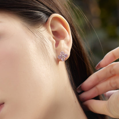 [Amore Jewelry]Four-Leaf Clover Eight-Pointed Star Earrings