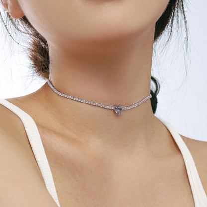 [Amore Jewelry]2.0 Carat Sparkling Tennis Heart Cut Necklace