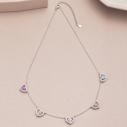 [Amore Jewelry]Sparkling Five Heart Necklace