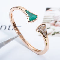 [Amore Jewelry]DREAM BRACELET OPEN MALACHITE PINK GOLD