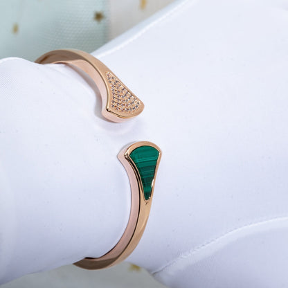 [Amore Jewelry]DREAM BRACELET OPEN MALACHITE PINK GOLD