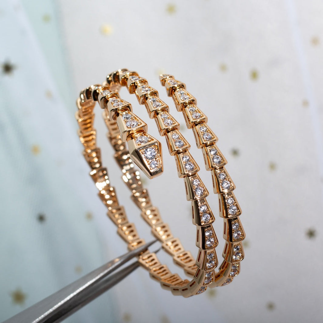 [Amore Jewelry]SERPENTI BRACELET PINK GOLD DIAMOND DOUBLE ROW