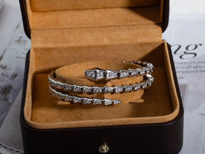 [Amore Jewelry]SERPENTI BRACELET SILVER DIAMOND DOUBLE ROW