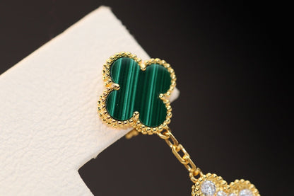 [Amore Jewelry]CLOVER EARRINGS GOLD MALACHITE DIAMOND 3 MOTIF