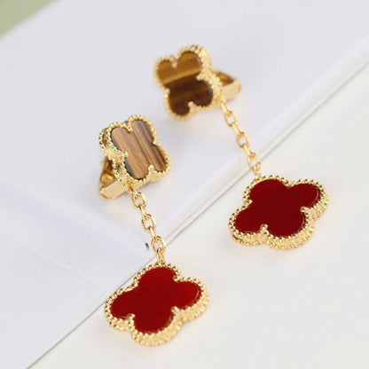 [Amore Jewelry]CLOVER  2 MOTIF  TIGER EYE CARNELIAN EARRINGS