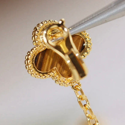 [Amore Jewelry]CLOVER  2 MOTIF  TIGER EYE CARNELIAN EARRINGS