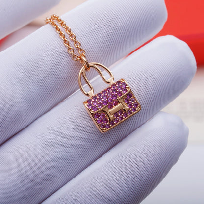 [Amore Jewelry]CONSTANCE PEDANT PURPLE DIAMOND NECKLACE