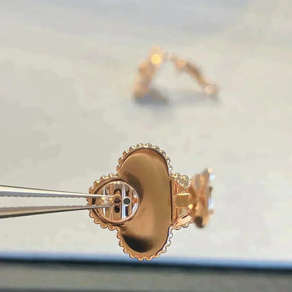 [Amore Jewelry]CLOVER MEDIUM 1 MOTIFS GRAY MOP  DIAMOND EARRINGS