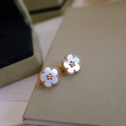[Amore Jewelry]LUCKY PINK GOLD WHITE MOP EARRINGS