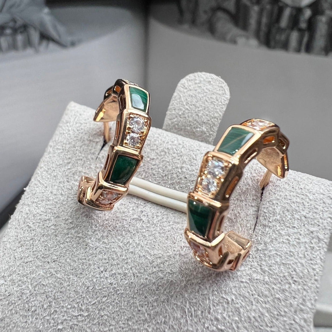 [Amore Jewelry]SERPENTI MALACHITE PINK GOLD EARRINGS
