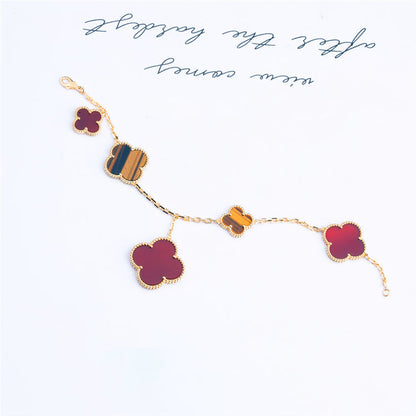 [Amore Jewelry]CLOVER BRACELET 5 MOTIFS CARNELIAN TIGER EYE