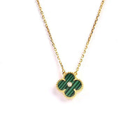 [Amore Jewelry]CLOVER 15MM DIAMOND TURQUOISE NECKLACE