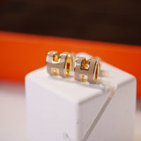 [Amore Jewelry]MINI POP H GOLD EARRINGS GREY