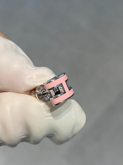 [Amore Jewelry]MINI POP H SILVER EARRINGS PINK