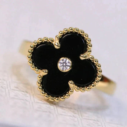 [Amore Jewelry]CLOVER ONYX RING GOLD DIAMOND