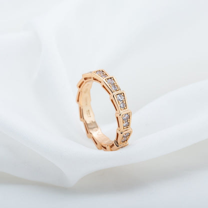 [Amore Jewelry]SERPENTI RING PINK GOLD DIAMOND PAVED 3MM