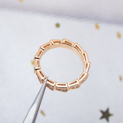 [Amore Jewelry]SERPENTI RING PINK GOLD DIAMOND PAVED 3MM