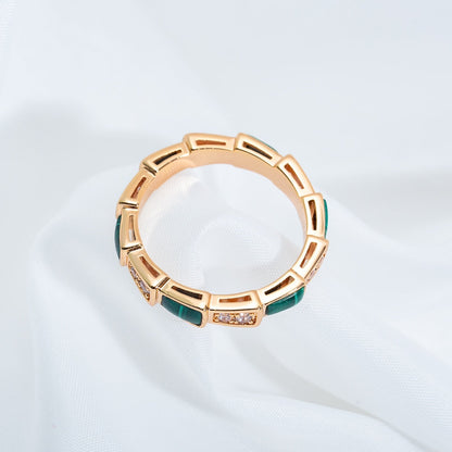 [Amore Jewelry]SERPENTI RING PINK GOLD MALACHITE DIAMOND 3MM