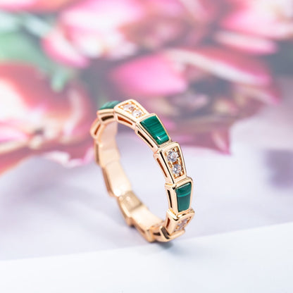 [Amore Jewelry]SERPENTI RING PINK GOLD MALACHITE DIAMOND 3MM